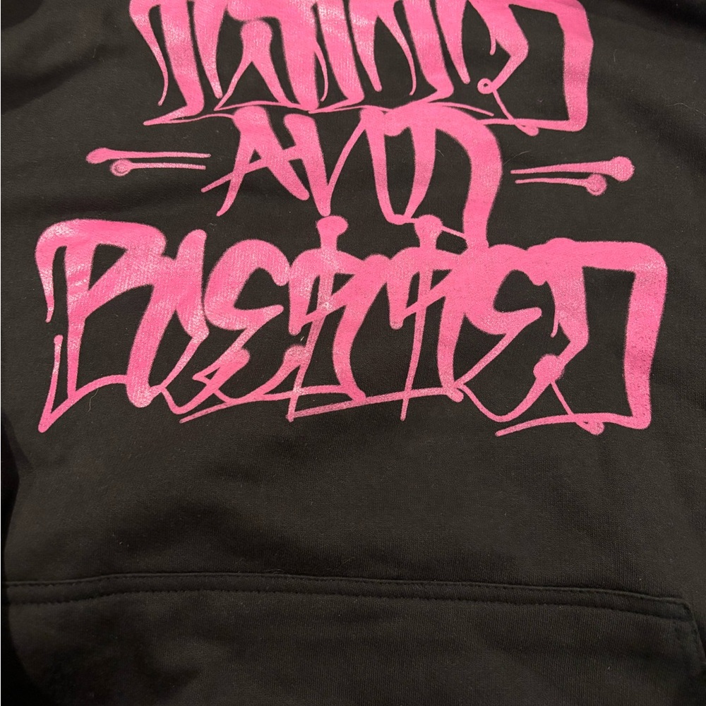 Black Hoodie with Pink Graphic
